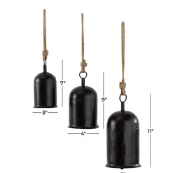 Black Metal Hanging Bells, Set of 3