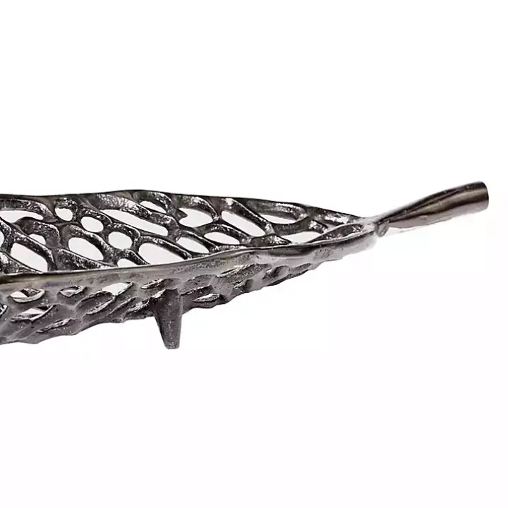 Black Metal Leaf Trays, Set of 2