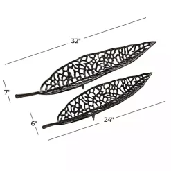Black Metal Leaf Trays, Set of 2