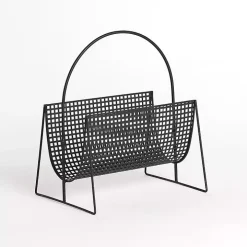 Black Metal Mesh Magazine Rack