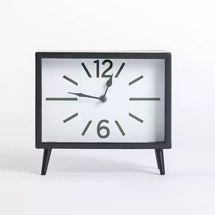 Black Metal Mid-Century Modern Tabletop Clock