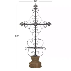 Black Metal Ornate Cross Tabletop Sculpture