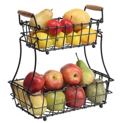 Black Metal Wire Stackable Kitchen Baskets
