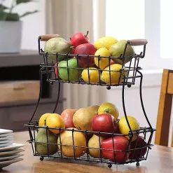 Black Metal Wire Stackable Kitchen Baskets