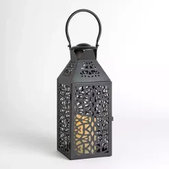 Black Pierced Metal Lantern, 18 in.