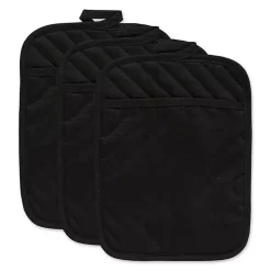 Black Quilted 3-pc. Potholder Set
