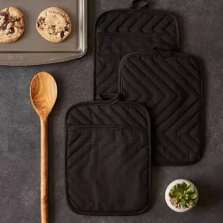 Black Quilted 3-pc. Potholder Set