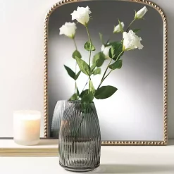 Black Round Ribbed Glass Vase
