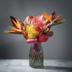 Black Round Ribbed Glass Vase