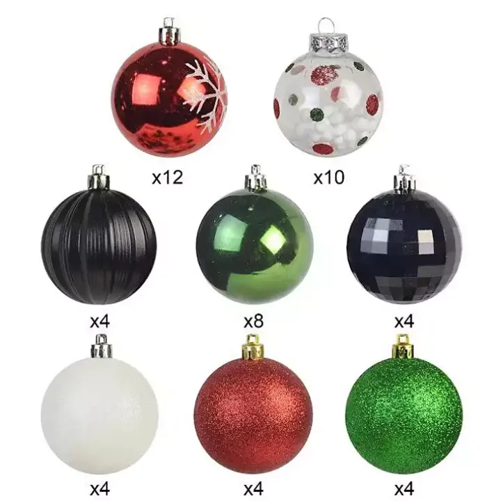 Black Shiny Matte Frosted 40-pc. Ornament Set