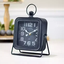 Black Square Metal Tabletop Clock