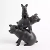 Black Stacked Pigs Figurine