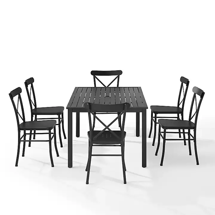 Black Steel Farmhouse 7-pc. Outdoor Dining Set