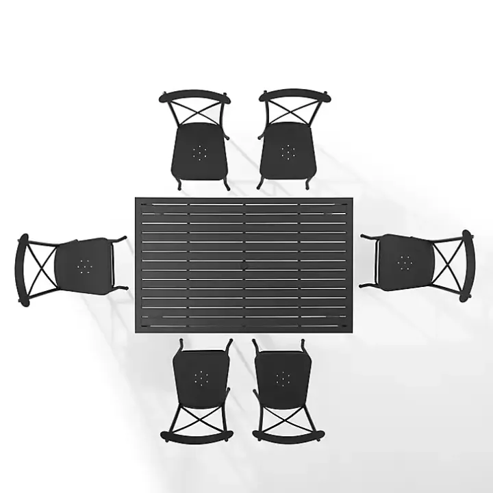 Black Steel Farmhouse 7-pc. Outdoor Dining Set