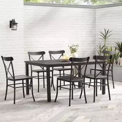 Black Steel Farmhouse 7-pc. Outdoor Dining Set