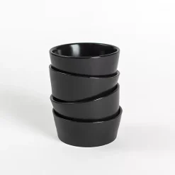 Black Stoneware Appetizer Bowls, Set of 4