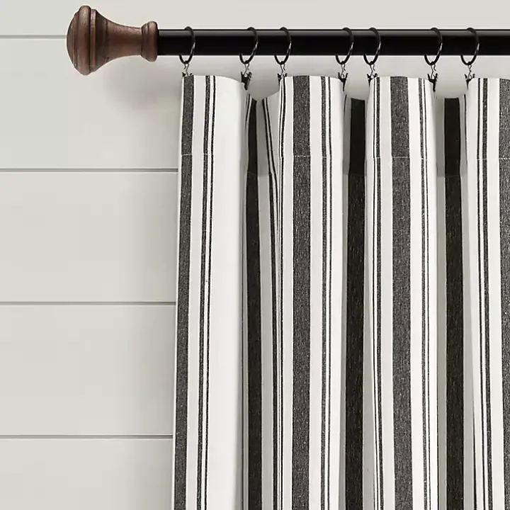 Black Stripe Farmhouse Curtain Panel Set, 95 in.