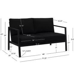 Black Sunbrella Cushions Holland Outdoor Loveseat