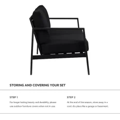 Black Sunbrella Cushions Holland Outdoor Loveseat