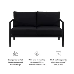 Black Sunbrella Cushions Holland Outdoor Loveseat