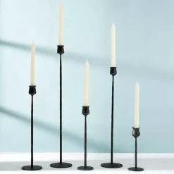 Black Textured Taper Candle Holder, 24 in.