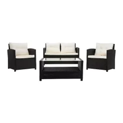 Black Wicker 4-pc. Deluxe Outdoor Living Set
