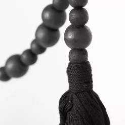 Black Wood Beaded Tassel Garlands, Set of 2