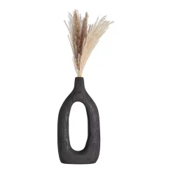 Black Wood Cut-Out Vase, 14 in.