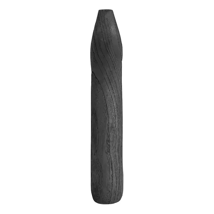 Black Wood Cut-Out Vase, 14 in.