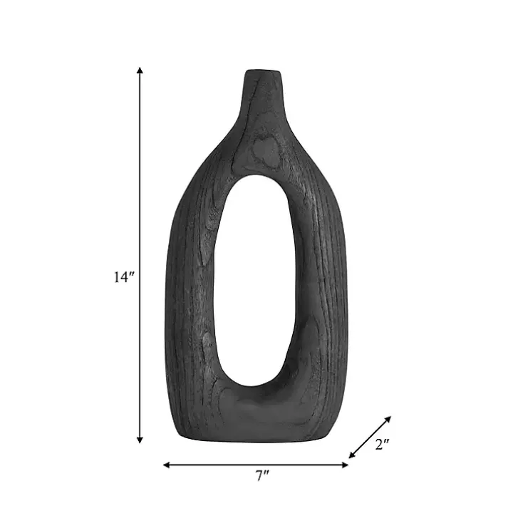 Black Wood Cut-Out Vase, 14 in.