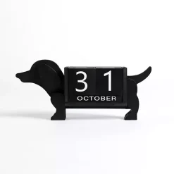 Black Wood Dachshund Block Calendar