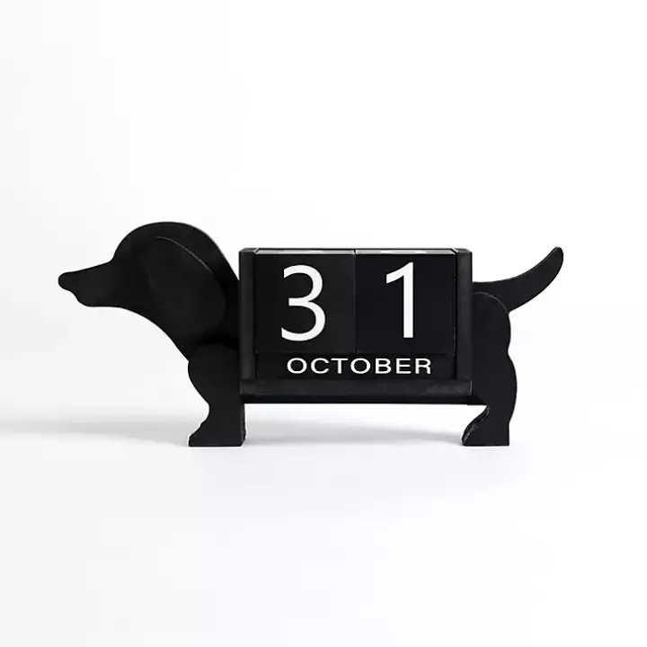 Black Wood Dachshund Block Calendar
