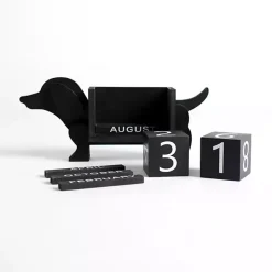 Black Wood Dachshund Block Calendar