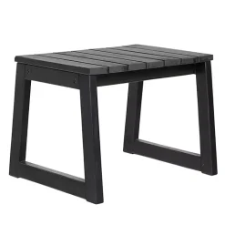 Black Wood Slatted Box Leg Outdoor Side Table