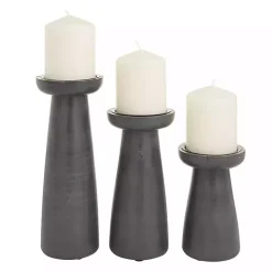 Black Wood Tapered 3-pc. Pillar Candle Holder Set