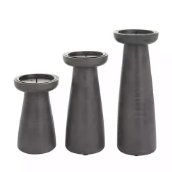 Black Wood Tapered 3-pc. Pillar Candle Holder Set
