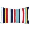 Blue & Red Lamontage Stripe Outdoor Lumbar Pillow