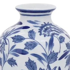 Blue & White Chinoiserie Ceramic Vase, 13 in.