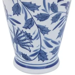 Blue & White Chinoiserie Ceramic Vase, 13 in.
