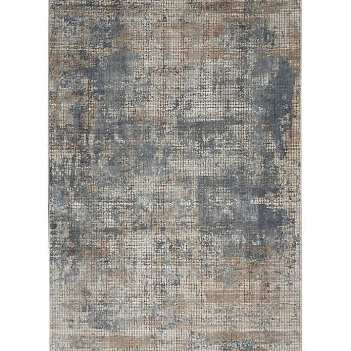 Blue and Beige Tally Textured Area Rug, 3x5