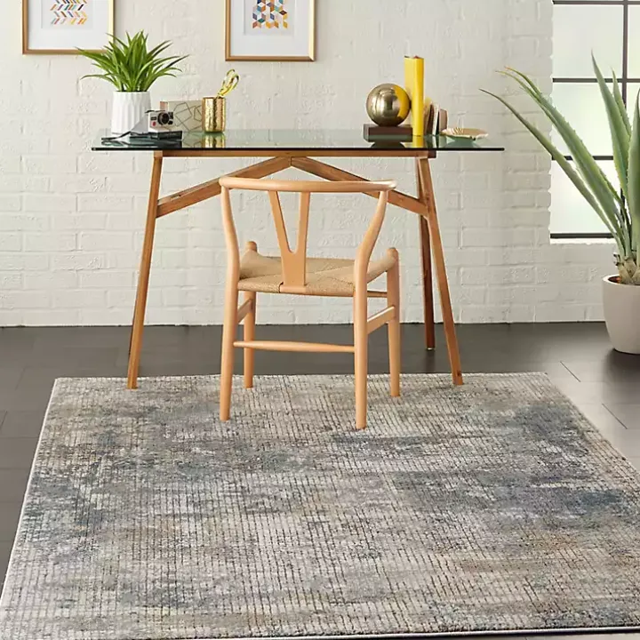 Blue and Beige Tally Textured Area Rug, 3x5