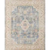 Blue and Beige Vintage Border Area Rug, 2x3