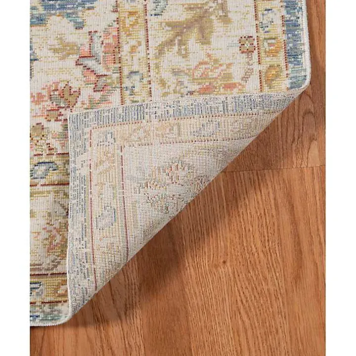 Blue and Beige Vintage Border Area Rug, 2x3