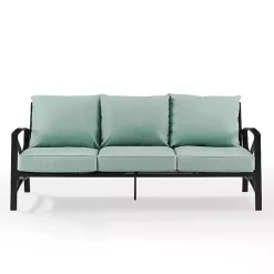 Blue and Bronze Kaplan X-Arm Outdoor Sofa