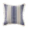 Blue and Cream Striped Accent Pillow