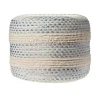 Blue and Cream Textured Stripe Pouf