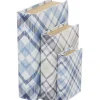 Blue and Gray Plaid Book Boxes, Set of 3