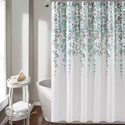 Blue and Gray Weeping Flower Shower Curtain
