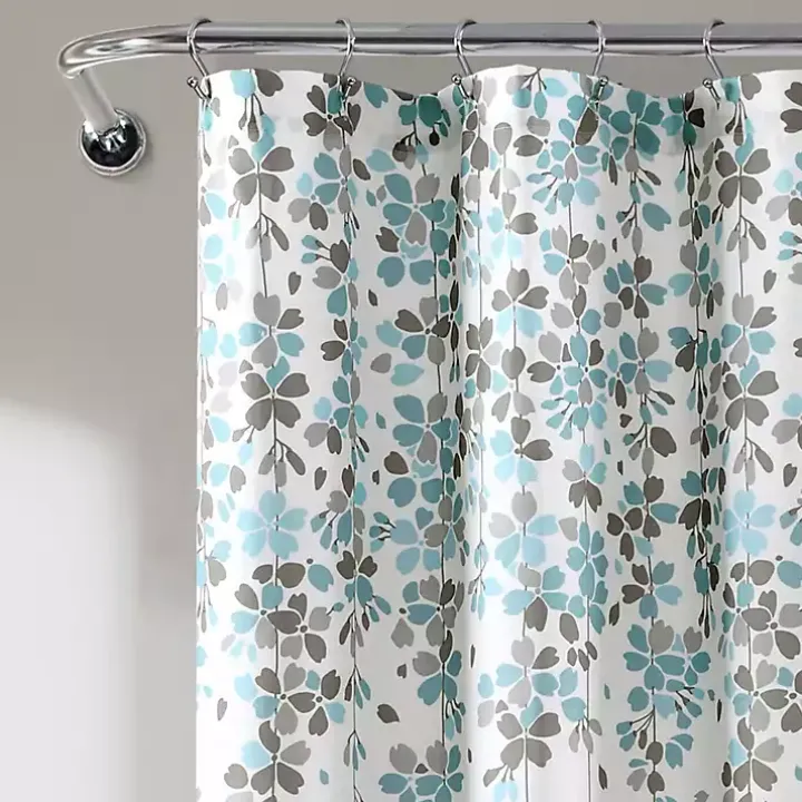 Blue and Gray Weeping Flower Shower Curtain