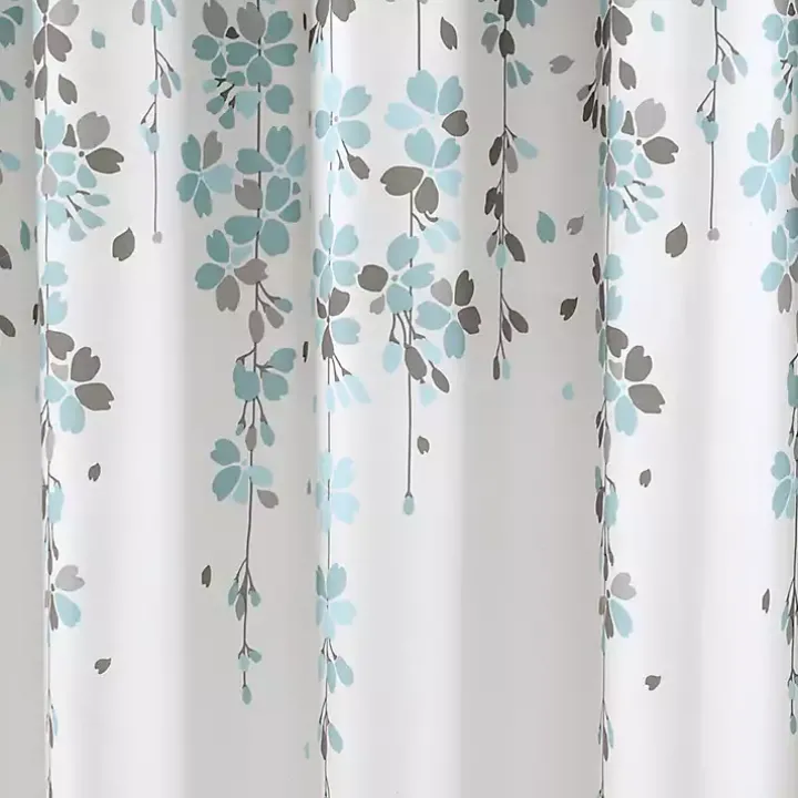 Blue and Gray Weeping Flower Shower Curtain